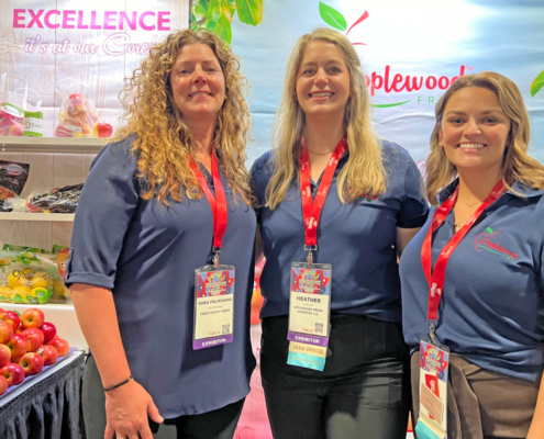 Sara Palmisano, business development manager with FirstFruits Farms; Heather Childs, sales manager with Applewood Fresh Growers; and Shelby Miller, sales and marketing specialist with Applewood Fresh Growers, are shown at SEPC's Southern Exposure