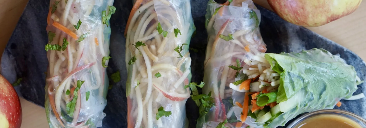 Apple Spring Rolls with Peanut Sauce