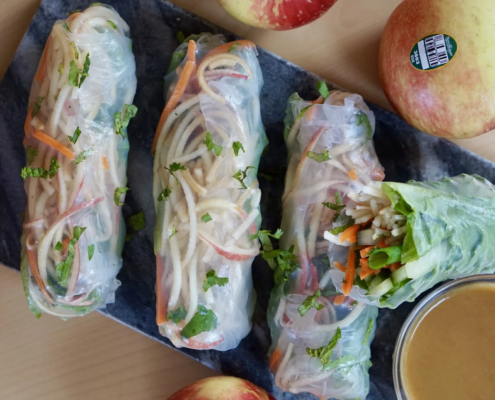 Apple Spring Rolls with Peanut Sauce