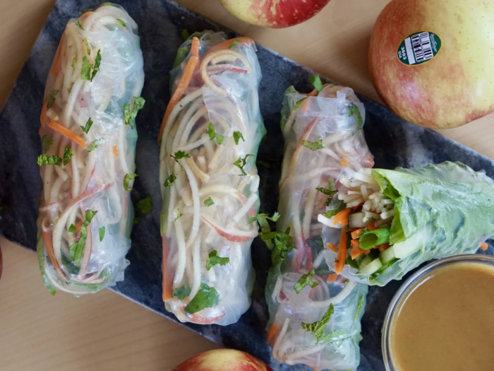 Apple Spring Rolls with Peanut Sauce