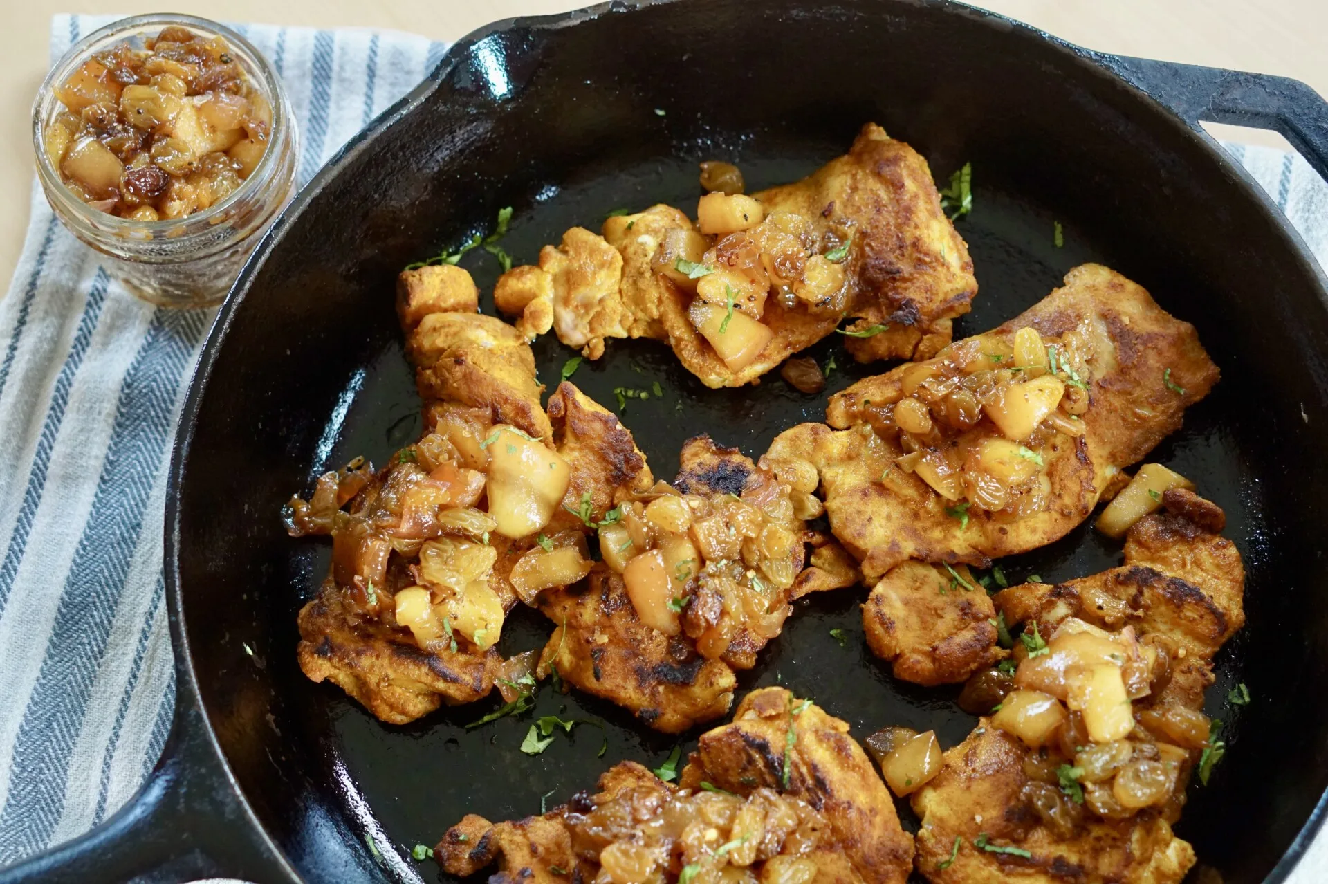 EverCrisp Apple Chutney with Grilled Chicken Thighs