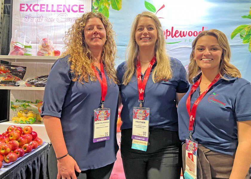 Sara Palmisano, business development manager with FirstFruits Farms; Heather Childs, sales manager with Applewood Fresh Growers; and Shelby Miller, sales and marketing specialist with Applewood Fresh Growers, are shown at SEPC's Southern Exposure
