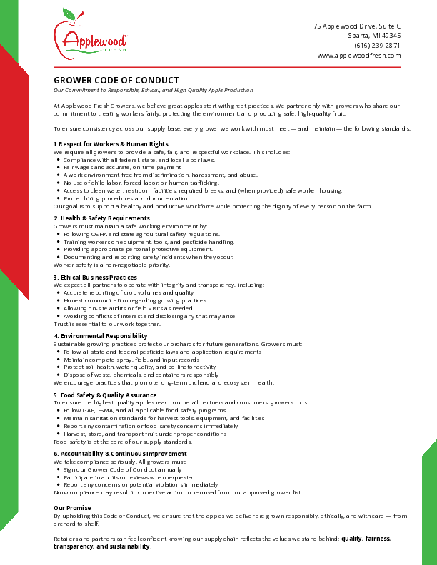 Grower Code of Conduct